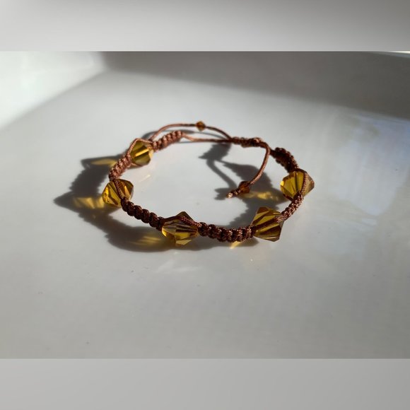 Swarovski Crystals Brown Crochet Handmade Bracelet - Picture 3 of 4